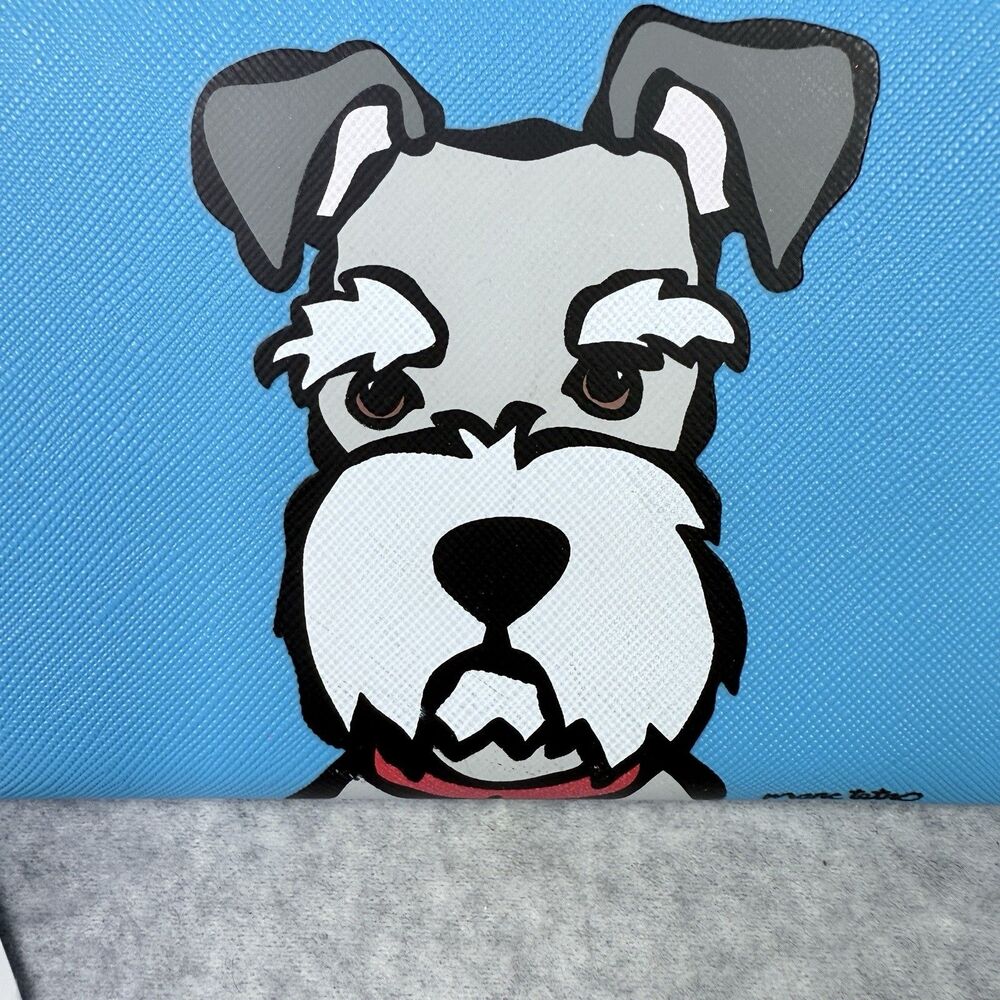 Marc Tetro Schnauzer Large Wallet Blue Zip Around Faux Leather Multi Compartment - Picture 2 of 10